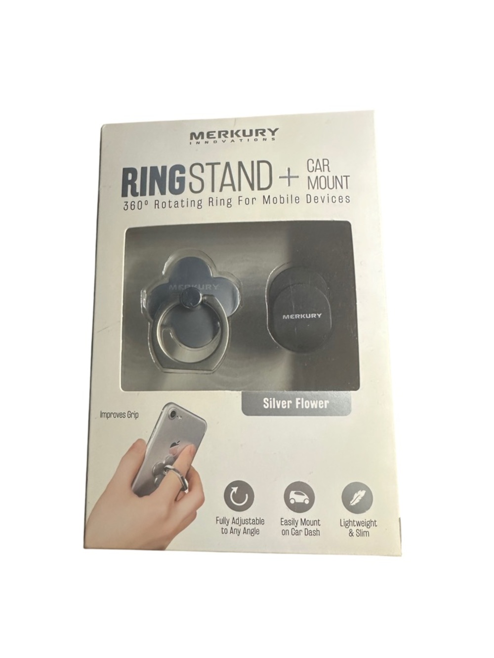 Ringstand + Car Mount. 360 Rotating Ring for Mobile Devices. New.